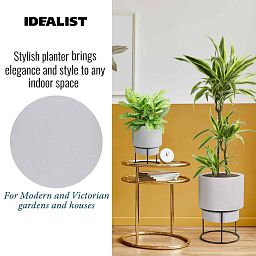 Set of two IDEALIST Lite Smooth Style Round Indoor Planters on Metal Stand