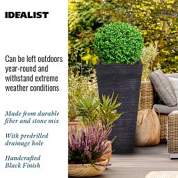IDEALIST Lite Ribbed Light Concrete Tapered Planter