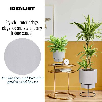 Set of two IDEALIST Lite Smooth Style Round Indoor Planters on Metal Stand