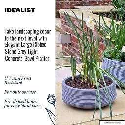 IDEALIST Lite Large Ribbed Light Concrete Bowl Planter