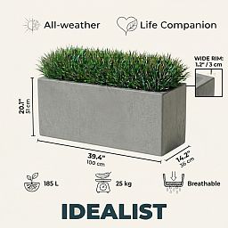 IDEALIST Lite Contemporary Light Concrete High Trough Planter