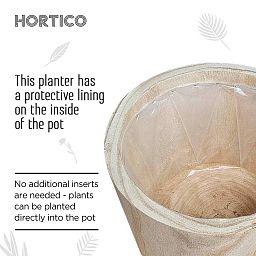 HORTICO RADIAL Wooden House Planter Round Indoor Plant Pot for House Plants with Waterproof Liner