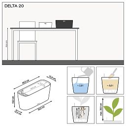 LECHUZA DELTA 10|DELTA 20 Poly Resin Indoor Self-watering Planter