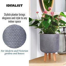 IDEALIST Lite Honeycomb Style Cylinder Planter on Legs, Round Pot Plant Stand Indoor