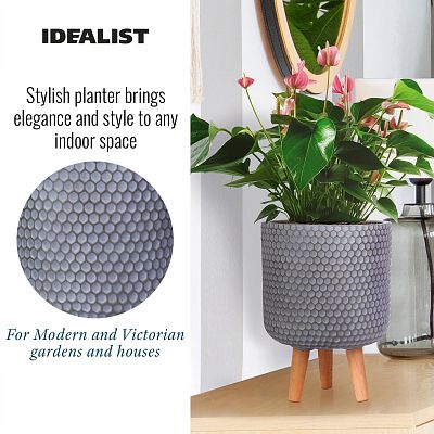 IDEALIST Lite Honeycomb Style Cylinder Planter on Legs, Round Pot Plant Stand Indoor