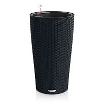 LECHUZA CILINDRO Cottage 23 Graphite Black Poly Resin Self-watering Pl...