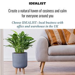 IDEALIST Lite Ribbed Cylinder Planter on Legs, Round Pot Plant Stand Indoor