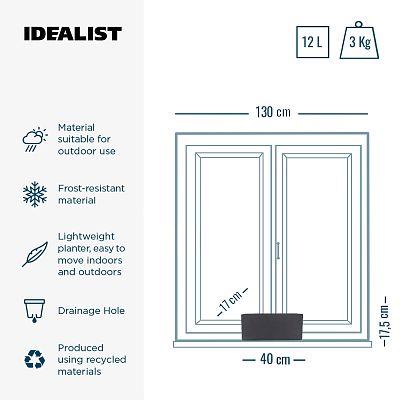 IDEALIST Lite Window Box Light Concrete Planter