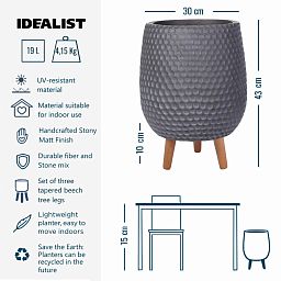 IDEALIST Lite Honeycomb Style Egg Planter on Legs, Round Pot Plant Stand Indoor