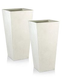 Set of IDEALIST Lite Light Concrete Garden Tall Planters, Outdoor Plant Pots with Tapered Shape