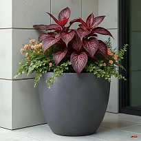 IDEALIST Lite 30cm Garden Planter | Dark Grey Washed Light Concrete Eg...