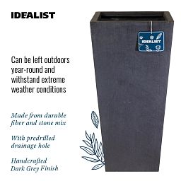 IDEALIST Lite Tall Tapered Contemporary Light Concrete Planter Set