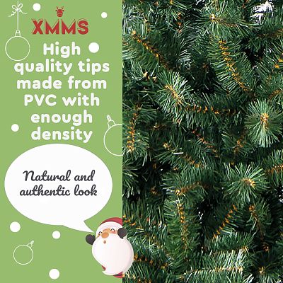 XMMS Edinburgh Artificial Slim Christmas Tree with Tree Skirt & Cotton Gloves Pine Green Needles