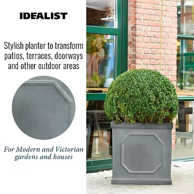 IDEALIST Lite Faux Lead Chelsea Box Square Light Concrete Planter