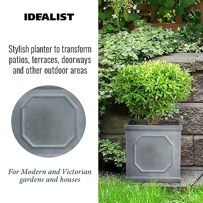 IDEALIST Lite Faux Lead Chelsea Box Square Light Concrete Planter