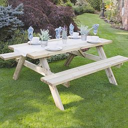 Outdoor Wooden Rectangular Picnic Table by Forest Garden