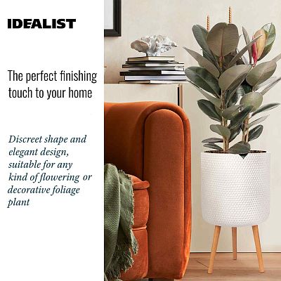 IDEALIST Lite Honeycomb Style Cylinder Planter on Legs, Round Pot Plant Stand Indoor