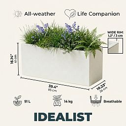 IDEALIST Lite Contemporary Light Concrete High Trough Planter