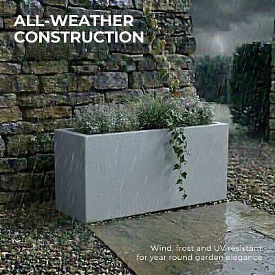 IDEALIST Lite Contemporary Light Concrete High Trough Planter