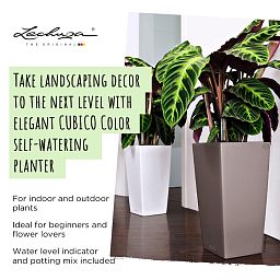 LECHUZA CUBICO Color Square Tall Poly Resin Self-watering Planter