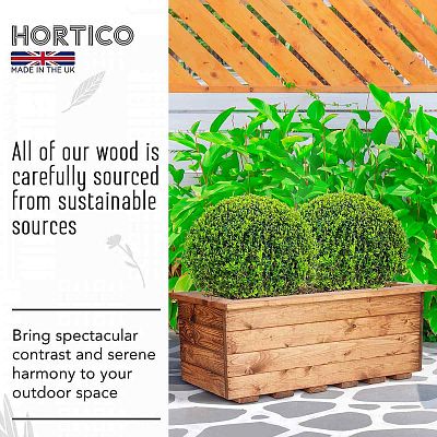 Rustic Scandinavian Redwood Trough Outdoor Planter Made in UK by HORTICO