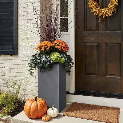 IDEALIST Lite Tall Square Contemporary Light Concrete Planter Set