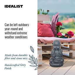 IDEALIST Lite Sitting Baby Monk Grey Indoor and Outdoor Statue L20 W17 H35 cm