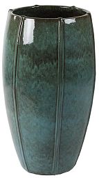 Ceramic Round Tall Lined Glossy Planter Pot In/Out