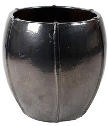 Ceramic Round Lined Glossy Planter Pot In/Out