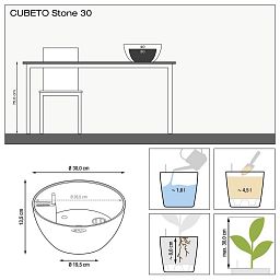 LECHUZA CUBETO COLOR Round Stone Look Poly Resin Self-watering Planter