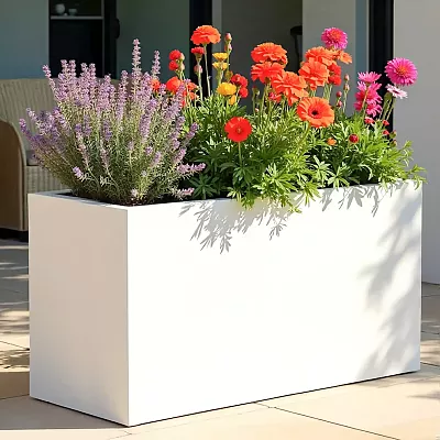 IDEALIST Lite Contemporary Light Concrete High Trough Planter