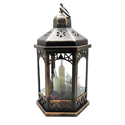 Hexagonal Christmas Lantern with Triple Flickabrights Candles