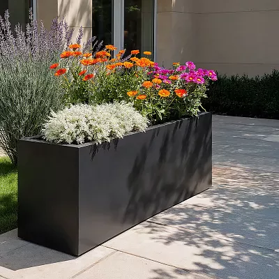 IDEALIST Lite Contemporary Light Concrete Trough Planter