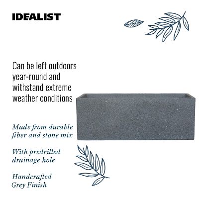 Textured Concrete Effect Trough Outdoor Planter by Idealist Lite