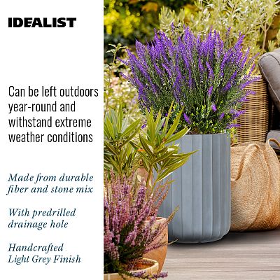 IDEALIST Lite Modern Ribbed Cylinder Round Outdoor Planter