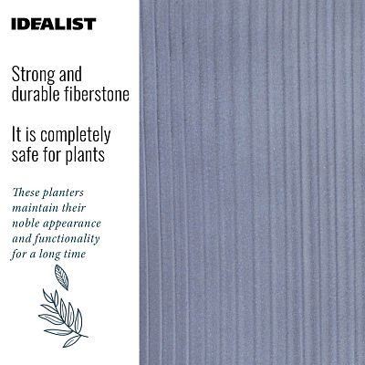 IDEALIST Lite Ribbed Cylinder Planter on Legs, Round Pot Plant Stand Indoor