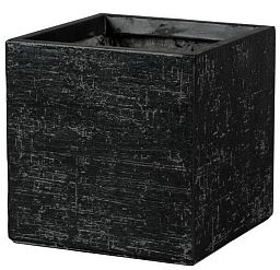 IDEALIST Lite Square Textured Stone Effect Black Outdoor Planter