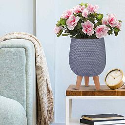 IDEALIST Lite Honeycomb Style Egg Planter on Legs, Round Pot Plant Stand Indoor