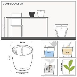LECHUZA CLASSICO LS Round Poly Resin Self-watering Planter