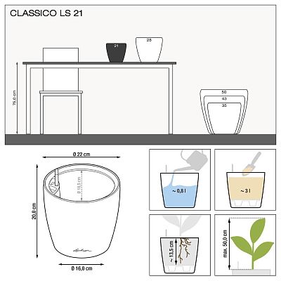 LECHUZA CLASSICO LS Round Poly Resin Self-watering Planter