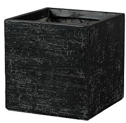 IDEALIST Lite Square Textured Stone Effect Black Outdoor Planter