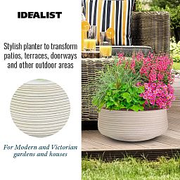 IDEALIST Lite Large Ribbed Light Concrete Bowl Planter