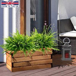Rustic Scandinavian Redwood Trough Outdoor Planter Made in UK by HORTICO