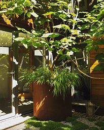 Atlas Round Tall Corten Steel Outdoor Planter
