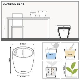 LECHUZA CLASSICO LS Round Poly Resin Self-watering Planter