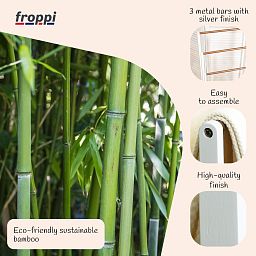 Froppi Bamboo Free Standing Towel Rack, Wooden Towel Holder and Ladder with 3 Bars