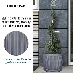 IDEALIST Lite Vertical Ribbed Vintage Style Barrel Round Planter