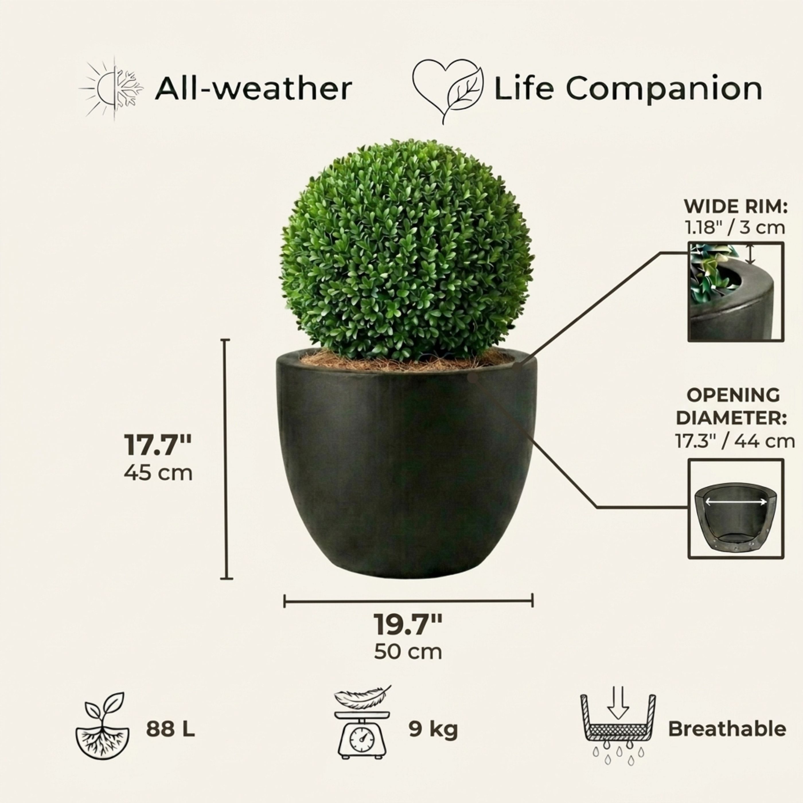 IDEALIST Lite Contemporary Light Concrete Egg Planter