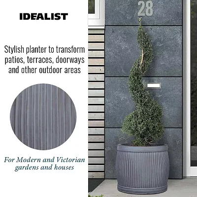IDEALIST Lite Vertical Ribbed Vintage Style Barrel Round Planter