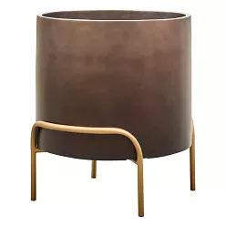 Gradient Cylinder Planter + Plant Stand | Polyresin Indoor Plant Pot